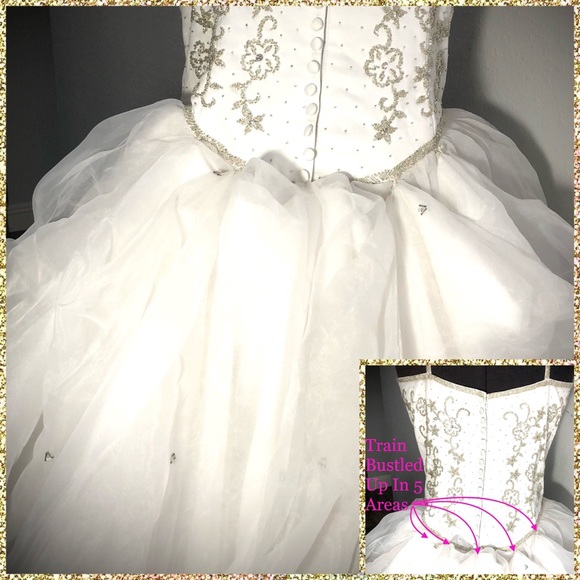 Plus Size Spaghetti Strap Sequence Ball Gown Wedding Dress - Picture 6 of 9